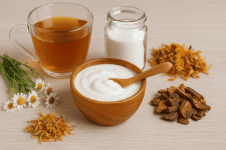 Effektive Hausmittel gegen Scheidenpilz: Kräuter, Natron und Joghurt. Anwendungstipps und Hinweise für Frauen.