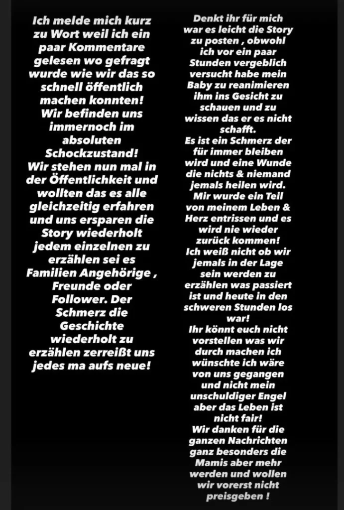 „Unser Herz ist zerbrochen“: Lisa Straube und Akka verlieren ihren Sohn Xavi