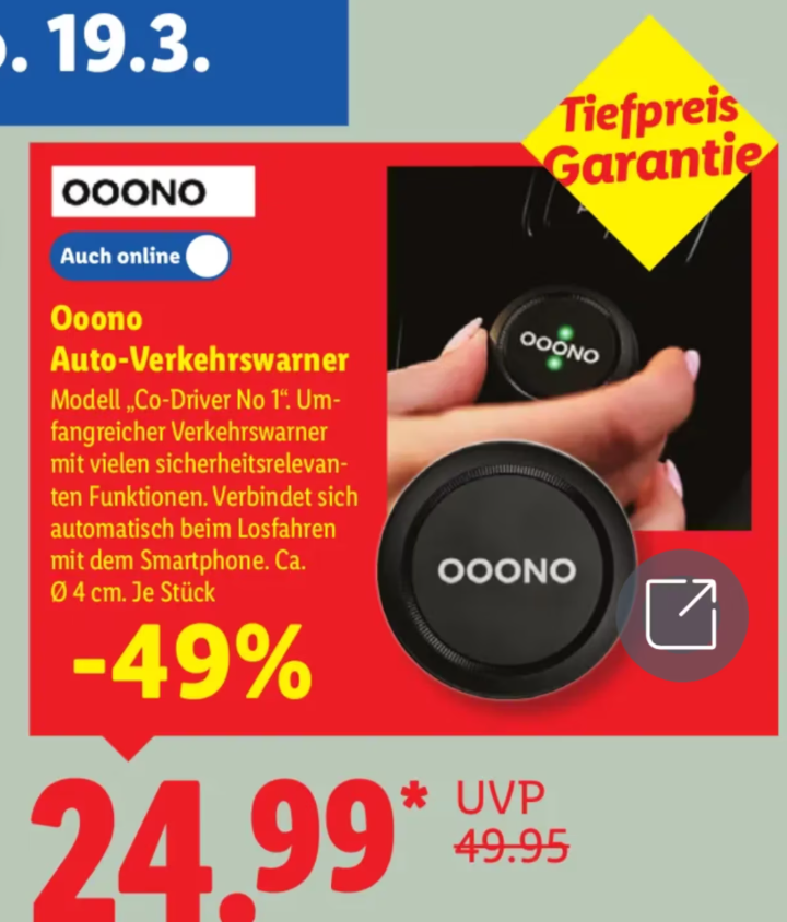 Blitzerwarner bei Lidl: Ooono Co-Driver No 1 für unter 25 Euro erhältlich