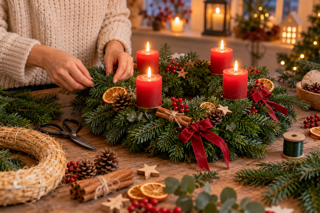 Adventskranz binden 2026: Anleitung Schritt für Schritt